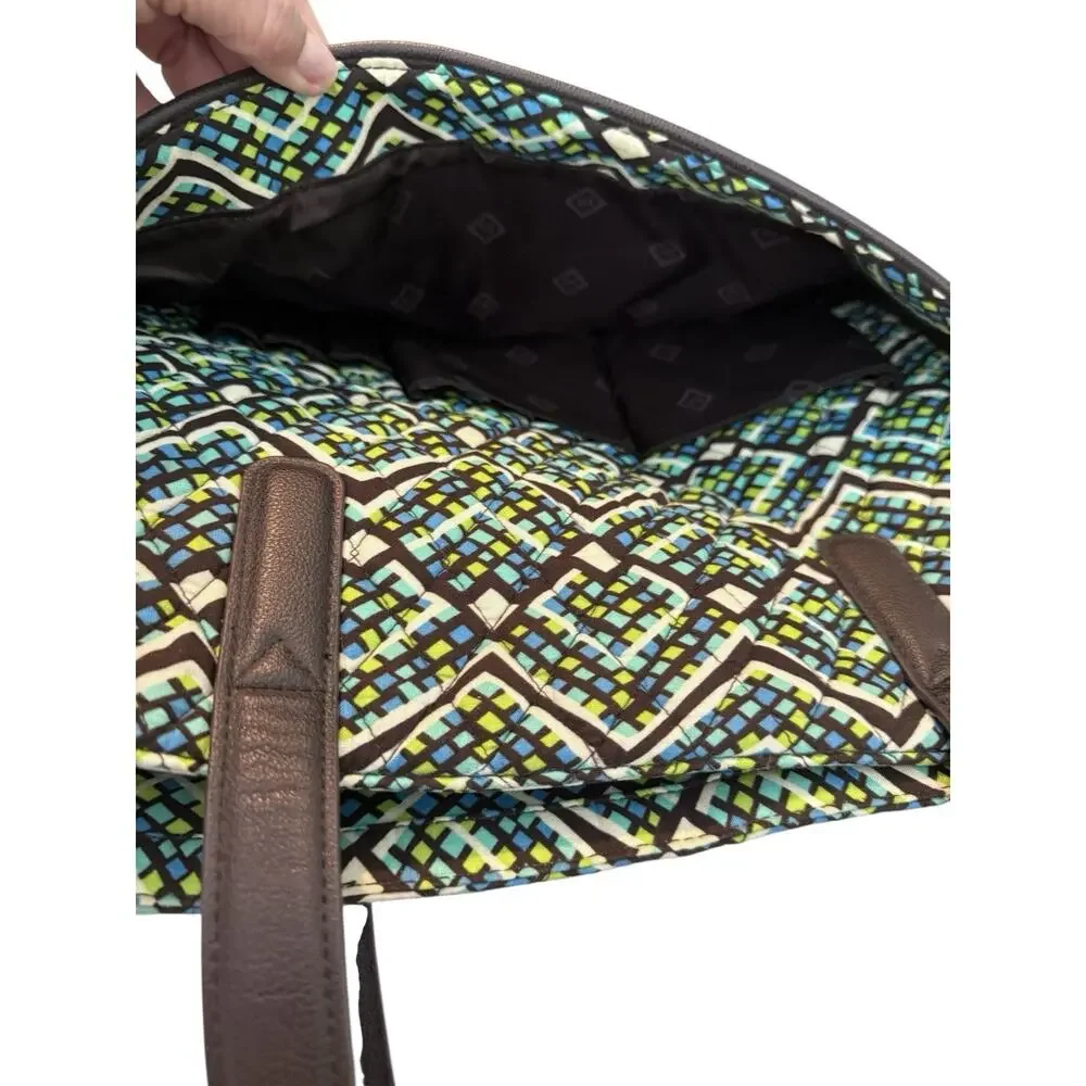 Vera Bradley Iconic Commuter Tote Padded Laptop Sleeve in Rainforest Pattern EUC